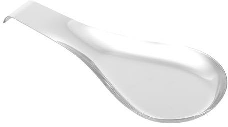 MUELODSIC Stainless Steel Spoon Rest Pad Non-Slip Kitchen Utensil Holder Curved Handle Design Practical Spoon Rack for Cooking and Serving Silver