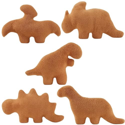JazRvr 5-teiliges Dinosaurier-Kuscheltier-Set, Nugget-Design, weiches PP-Material, 20 cm, perfekt für Kinder und Dinosaurier-Liebhaber