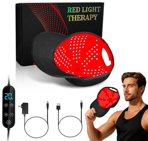 Rotlicht Haarwachstumskappe, Haarwachstum Cap Rotlichtlampe Therapie, Infrarot lampe Therapiekappe Nahinfrarotlicht Haarwachstumsgerät, 660 nm, 850 nm, 940 nm Red Light Therapy Hair, Anti-Haarausfall