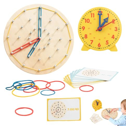 Lernuhr für Kinder, pädagogisches und praktisches Puzzlespiel, Uhr zum Lernen der Zeit und mathematisches Spielzeug für Kinder, für Zuhause, Schule und Mädchen, Reisen, Studium u