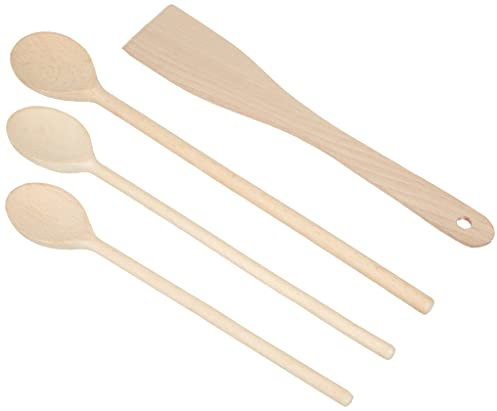 kela 17253 Kochlöffel-Set Maribor 4-teilig aus Buche, Holz, Beige, 35 x 5.5 x 2 cm