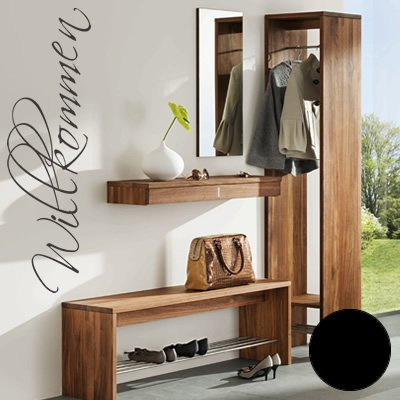 A417 Wandtattoo Willkommen 60cm x 18cm schwarz (erhältlich in 40 Farben und 5 Größen)