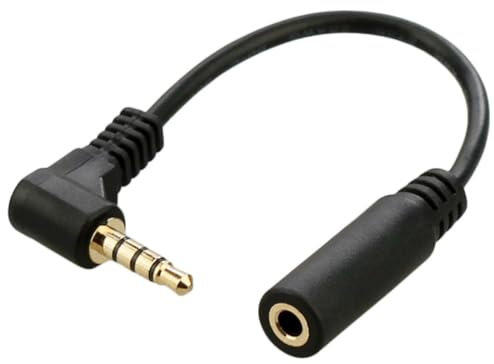 chenyang Cavo di prolunga per cuffie/audio, 4 poli 3,5 mm maschio a 3,5 mm femmina audio stereo per cuffie Cavo di prolunga angolato a 90 gradi 10 cm