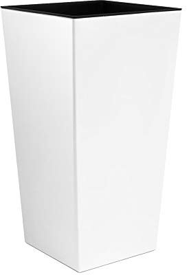 Hoher städtischer Topf 16,3 Liter, Plastik, 22 x 22 x 42 cm in Weiß