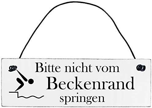 Anika Hermsen-Grallert, HomeYourself Shabby Chic Vintage Schild Bitte Nicht Beckenrand springen Dekoschild Türschild