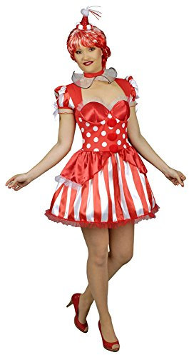 Körner Festartikel Clown Red Kostüm für Damen - Zauberhaftes Zirkus Kleid mit Halskrause und Minihut Gr. 34