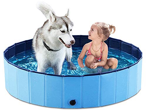 Jasonwell Foldable Dog Pet Bath Pool Collapsible Dog Pet Pool Bathing Tub Kiddie Pool Doggie Wading Pool for Puppy Small Medium Large Dogs Cats and Kids 48 Blue