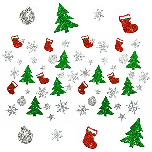 Oblique-Unique® Weihnachts Sticker - Glitzer Sticker Bunt - Weinachten Tannenbaum Stiefel Schneeflocke Stern Weinachtskugeln