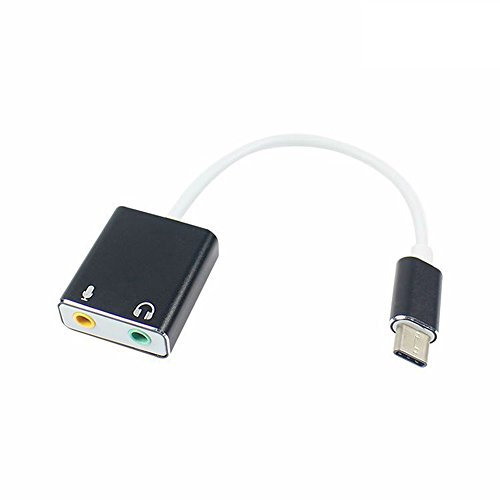 D&H 7.1 External Type C USB Sound Card for Macbook Pro Air, USB C to 3.5mm Audio Jack Headphone Mic Sound Adapter for PC, Smartphone