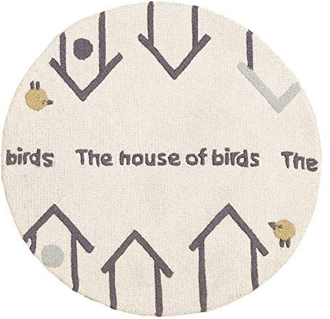 HAMID Runder Kinderteppich, 100% Wolle Kinderzimmerteppich, Weicher Kinderteppich, Letter Design, 100x100cm