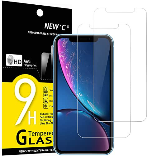 NEW'C 2 Piezas, Protector Pantalla para iPhone 11 y iPhone XR (6,1 Pulgadas), Cristal templado Antiarañazos, Antihuellas, Sin Burbujas, Dureza 9H, 0.33 mm Ultra Transparente, Ultra Resistente