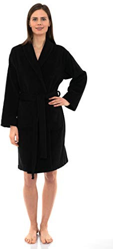 TowelSelections Damen-Bademantel, 100 % Baumwolle, kurzer Frottee-Schal-Bademantel, Mondlose Nacht, XX-Large