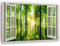 Feeby - Wandbilder Wohnzimmer 60x40 cm, Deko Paneel Bilder, Bilder für Schlafzimmer, Echter Gemalter Effekt, Moderne Wanddeko, Gemälde - Fensterblick Wald - Grün