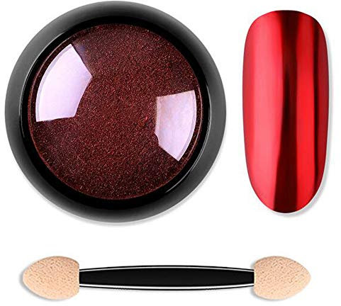 Uhat Nail Art Glitter Mirror Chrome Powder Rainbow Laser Holographic Nail Powder Dust DIY Manicure Pigment (Red)