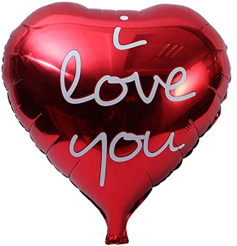 DIWULI, Herzballon i love you, Luftballon in Herzform, Herz-Ballon rot, Herzluftballon, Herzfolienballon, Folien-Luftballon Geschenk, Folien-Ballon für Geburtstag, Hochzeit, Dekoration, Liebe