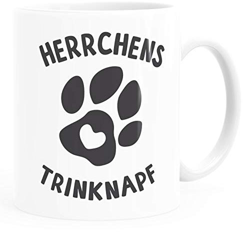 MoonWorks® Kaffee-Tasse Spruch Herrchens Trinknapf Hundepfote-Motiv Becher Bürotasse Tasse Hunde-Liebhaber weiß unisize