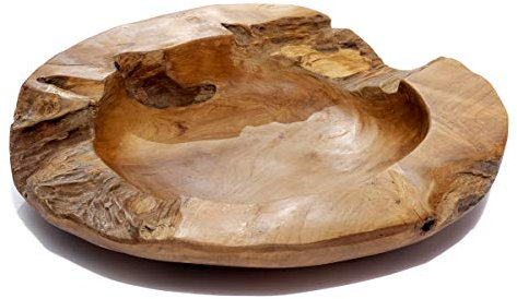 Brillibrum Design Natur Teak Schale Snackschale Holz exklusive Deko aus massiven Teakholz rustikale Holzschale rund (rund, ⌀ 40 cm)