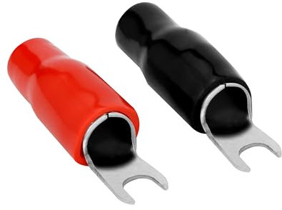 20pcs Barrier Spade Fork Terminal Connector 8 GA AWG Gauge Crimp Red Black Boots