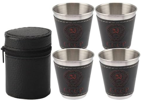 Agatige Lot de 4 Tasses à Expresso en Acier Inoxydable 304 de 70 ml, Tasse à Café/Tasse à Thé Verres à Bière Glacés, Tasse Métallique Incassable, Tasses à Café Expresso pour Maison, Café, Magasin