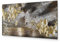 B&D XXL - Tableau décoratif nature 150x50 cm - Impression sur toile colorée - Décoration murale pour salon et chambre - Cadre en Bois - Blanc vert gris beige - Fond abstrait b-A-0766-b-a