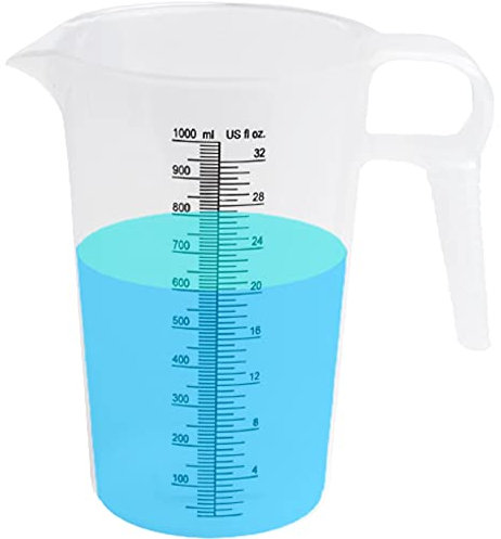 ACCUPOUR Pichet doseur en plastique multifonction - Idéal pour les produits chimiques, l'huile, la piscine et la pelouse - 1000 ml