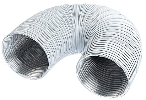 Blanco Ø 125mm Tubo Redondo Flexible y Extensible Hasta 1.5m de Aluminio, para Campana de Extractor, Ventilación y Acondicionado de Aire