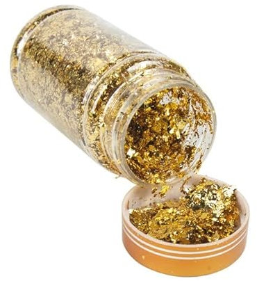 LUNYY Imitation Gold Leaf Flakes Fragments Rose Gold Leaf Sheets Flakes Gilding Painting Nail Decorations Gold Foil Flakes 3g/bottle