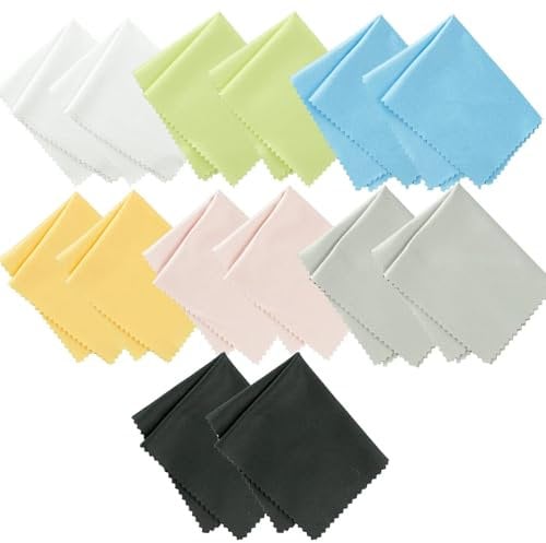 14 Pack Eyeglasses Cleaning Cloth, 7x6 inch Premium Microfiber Glasses Cleaner Cloth Glass Wipes for Laptop Camera Lenses iPad LCD Screens