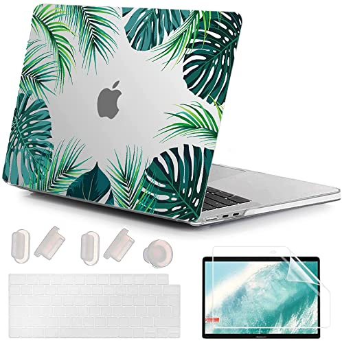 MUSHUI 4 in 1 Hülle Kompatibel mit MacBook Air 13,6 Zoll M5 M4 M3 M2 (2026-2022), A3449 A3240 A3113 A2681, Ultradünne Hartschale Schutzhülle Snap Cover & Tastaturschutz, Tropische Pflanzen