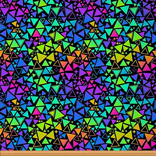 Bunter Geometrischer Stoff Meterware Ombre Regenbogen Neon MöBelstoff Stern Dekostoff Modernes Abstraktes Dreieck Wasserdichter Draussen Stoff DIY Art Polster und Wohnakzente 276 x 150 (HxB)