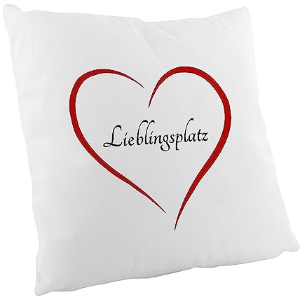 Crealuxe Flauschiges Kissen - Lieblingsplatz 40 x 40 cm Zierkissen, Sofakissen, bedrucktes Kissen, Baumwollkissen