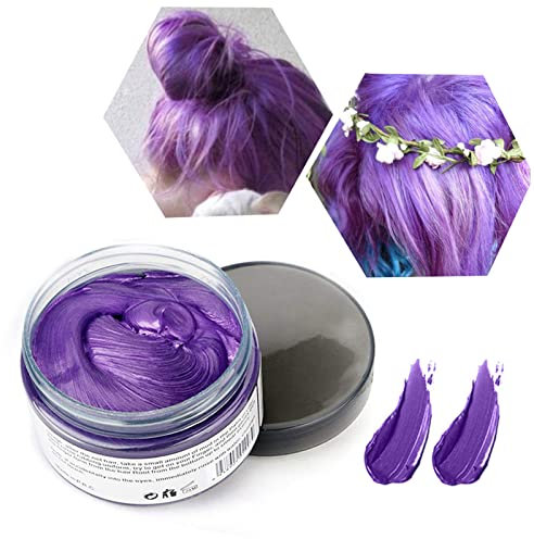 Cera de Color para el Cabello, Tinte de Cabello Temporal Mujer y Hombre, Cera Pelo DIY, Fórmula Planta Lavable Cera de Peinado Natural Mate 4.23 OZ púrpura