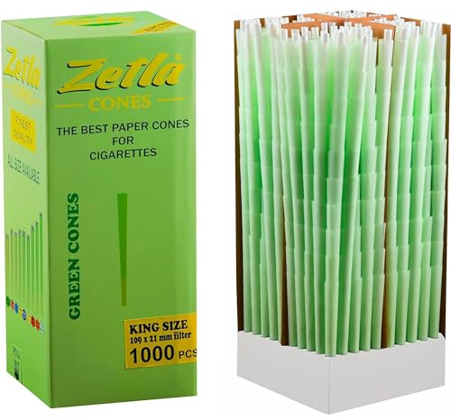 Zetla 1000 King Size Green Joint Cones - King Size (109 x 20 mm) - Conische Tubes mit Filter - Vorgedrehte Papers
