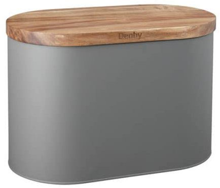 Denby Bread Bin Grey with Acacia Wood Lid