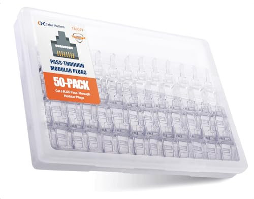 Cable Matters 50-Pack Cat 6 Pass Through RJ45 Connectors (RJ45 Pass Through Connectors / Cat6 Connector) for Solid or Stranded UTP Ethernet Cable