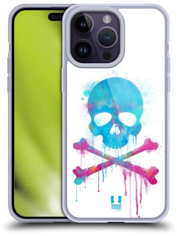 Head Case Designs Pincel Calaveras Y Tibias Cruzadas Caso de Gel Suave Compatible con Apple iPhone 14 Pro MAX