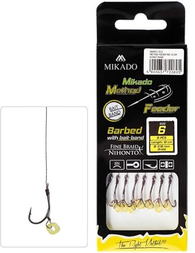 Method Feeder Rig mit Gummi Braid Maruseigo Haken Gr. 10/0.12mm/10cm 8St