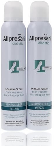 Allpresan diabetic MIKROSILBER + REPAIR Schaum-Creme mit Mikrosilber für sehr trockene bis schuppige Haut bei Diabetes mellitus - 200ml (2er Pack)