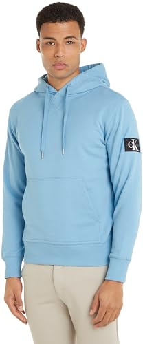 Calvin Klein Jeans Herren Hoodie Badge mit Kapuze, Blau (Dusk Blue), XXS