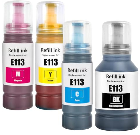 LAIPENG 113 Tinte Kompatibel mit Epson 113 für Ecotank ET-16150 ET-16600 ET-16650 ET-16680 ET-5150 ET-5160 ET-5170 ET-5800 ET-5850 ET-5880 Pro ET-15000 ET-5800 ET-5850 ET-5880 Drucker (BK/C/M/Y)