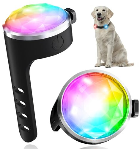 Tubasion 2 Stück Leuchtanhänger für Hunde, Leuchthalsband Hund Aufladbar, USB-C & wasserdichte Hundelicht für Laufen, Camping(RGB)