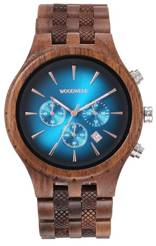 woodwear Orologio da uomo in legno, colore blu notte, laguna, Bracciale