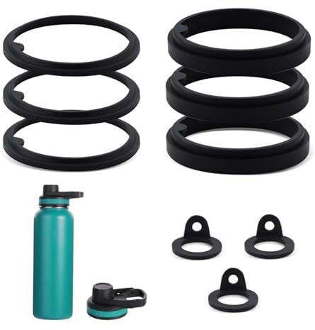 PEUTIER 9pcs Water Bottle Gasket Replacement for Thermoflask 40oz, Airtight Silicone Sealing Rings Gaskets Seal Accessories Parts Silicone Gaskets for Straw Lid Chug Cap & Spout(Black)