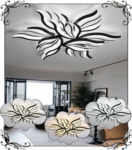 WSXEDC Dimmbar Deckenlampe LED Schwarz Deckenleuchte 90W Groß Wohnzimmerlampe Kreative Modern Schlafzimmer lampe decke DIY Energiesparlampe für Wohnzimmer jugendzimmer Esszimmer Küche Ø85cm