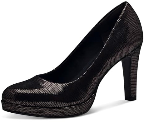 Tamaris Damen Pumps Textil Stilettoabsatz Vegan; Pewter Structure, EU 39