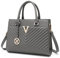 Miss Lulu Handtaschen für Damen, Schicke V-Stepp Frauen Henkeltaschen mit Goldenen Beschlägen, Große PU-Ledertasche für Arbeit, Schule, Reisen (Grau)