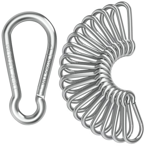 Der Traum 12 Stück Karabinerhaken Edelstahl, 4 x 40mm – Karabiner mit Belastbarkeit von KG – Ideal für Schlüsselanhänger, Camping, Wandern, Reisen, Angeln, Rucksack (Silber)
