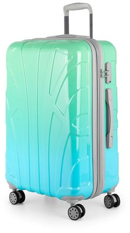 suitline - Hartschalen-Koffer Koffer Trolley Rollkoffer Reisekoffer, TSA, 66 cm, ca. 58 Liter, PC glänzend, Gradient Design Verlauf, Northern Lights