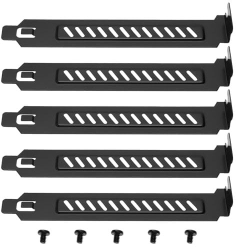 LT Easiyl 5pcs Alloy Steel PCI Slot Cover Bracket Full Profile Expansion Slot Cover Plate Black with Screws for PC Case Airflow and Dustproof, 120x20x12mm