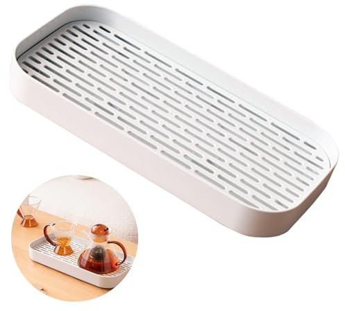 Eabdice Bandeja de Drenaje de 2 Niveles, Bandeja de Drenaje, Escurridor Platos Cocina, Doble Capa Desmontable para Cubiertos, Desagüe de Tazas o Bandeja de Almacenamiento (33 x 16 x 4 cm)